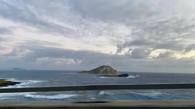 Hawaii coastline with an offshore island.