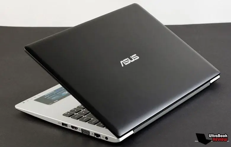 ASUS laptop, rear and side view.