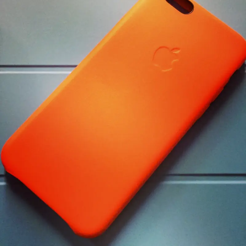The orange iPhone 6 case I bought ahead of the phone.