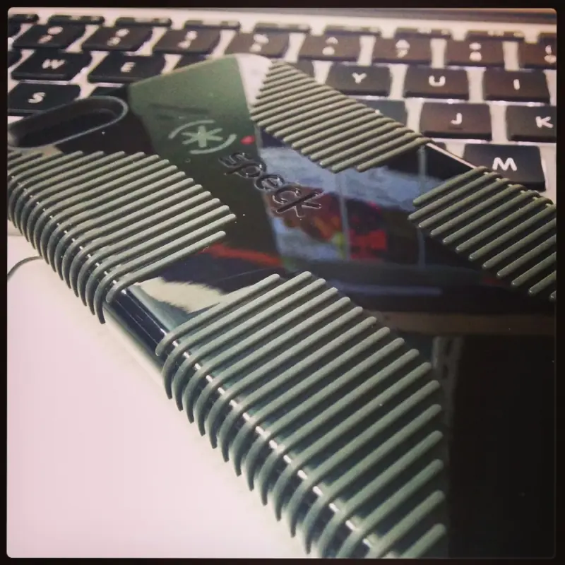 HTC One M8 with a patterned case.