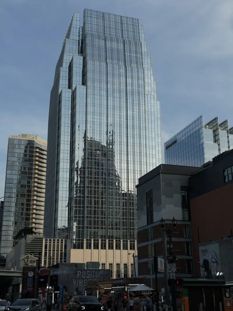 Glass towers along the Nashville street.