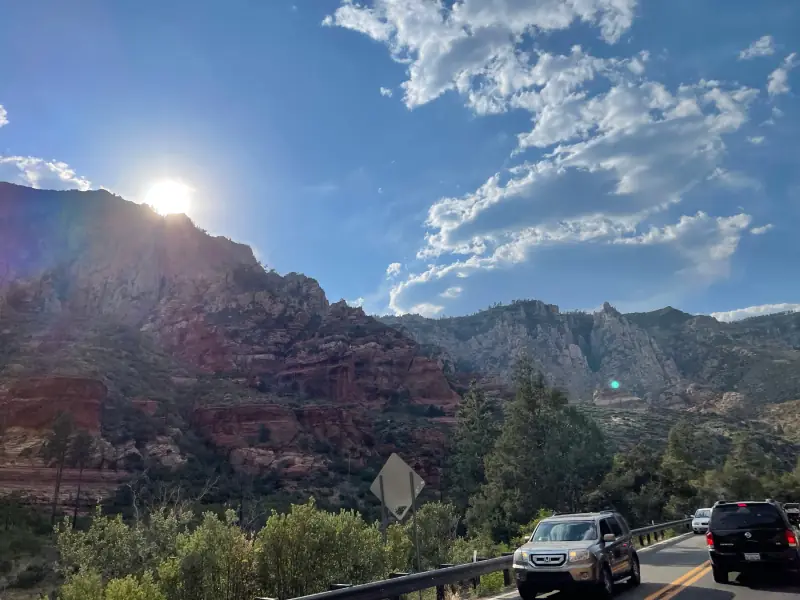 Red rock and late light.