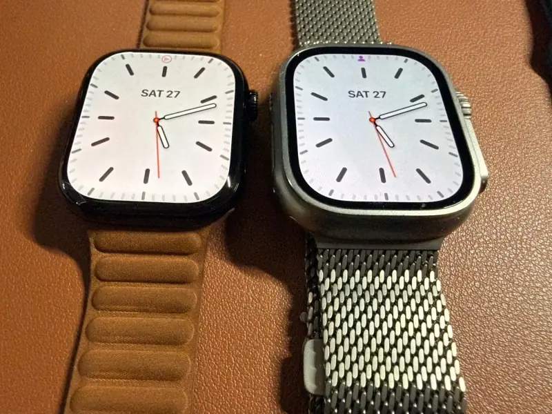 Apple Watches side by side.