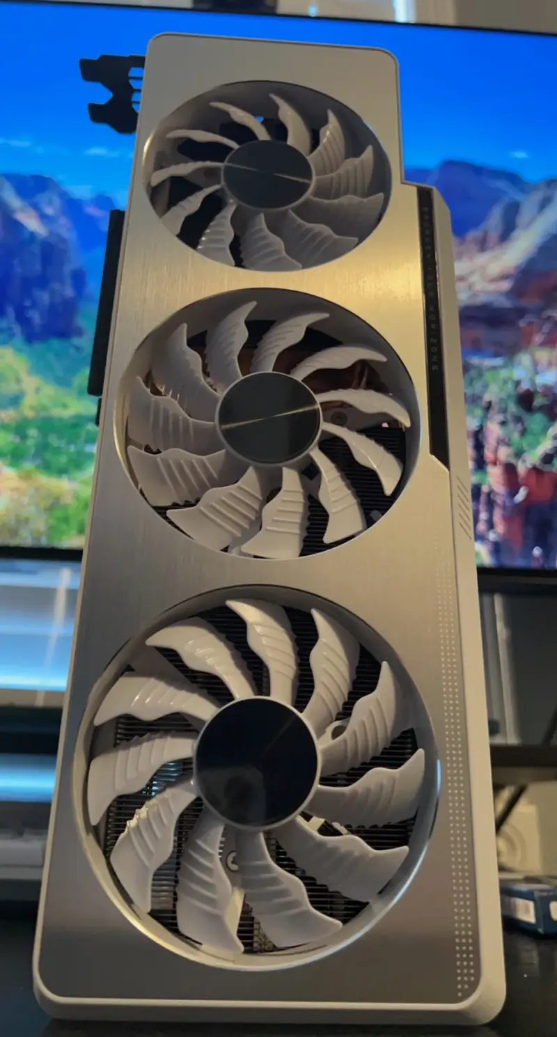 Triple-fan graphics card.