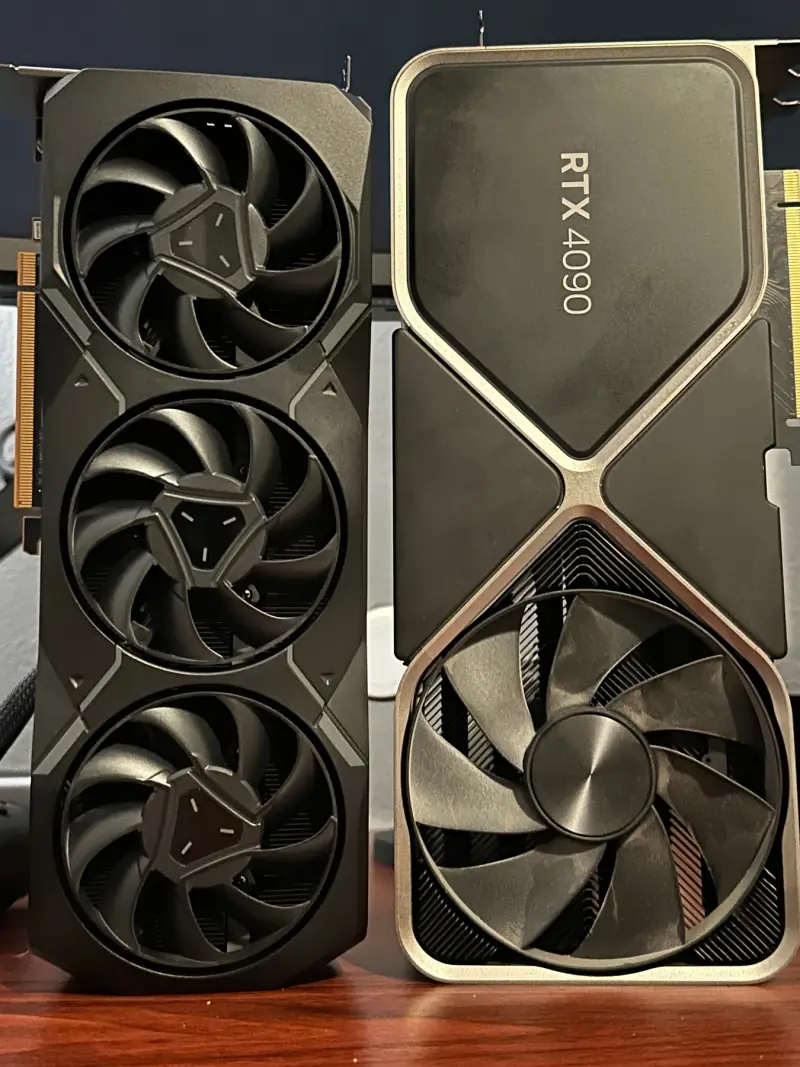 Two GPU cooler designs side by side.