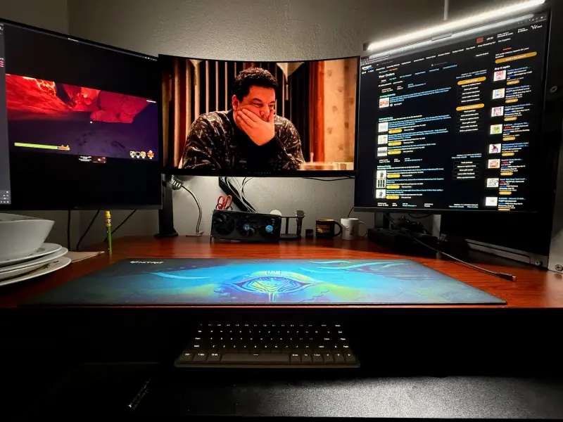 My desk with three displays.