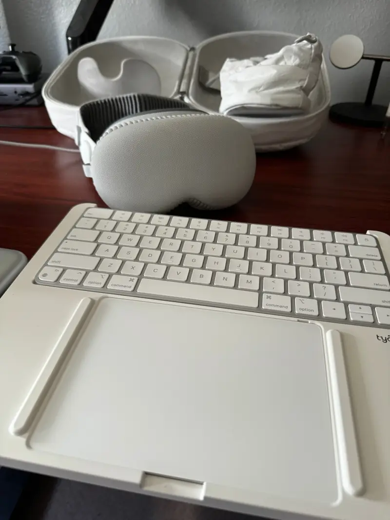 Vision Pro with a keyboard and trackpad.