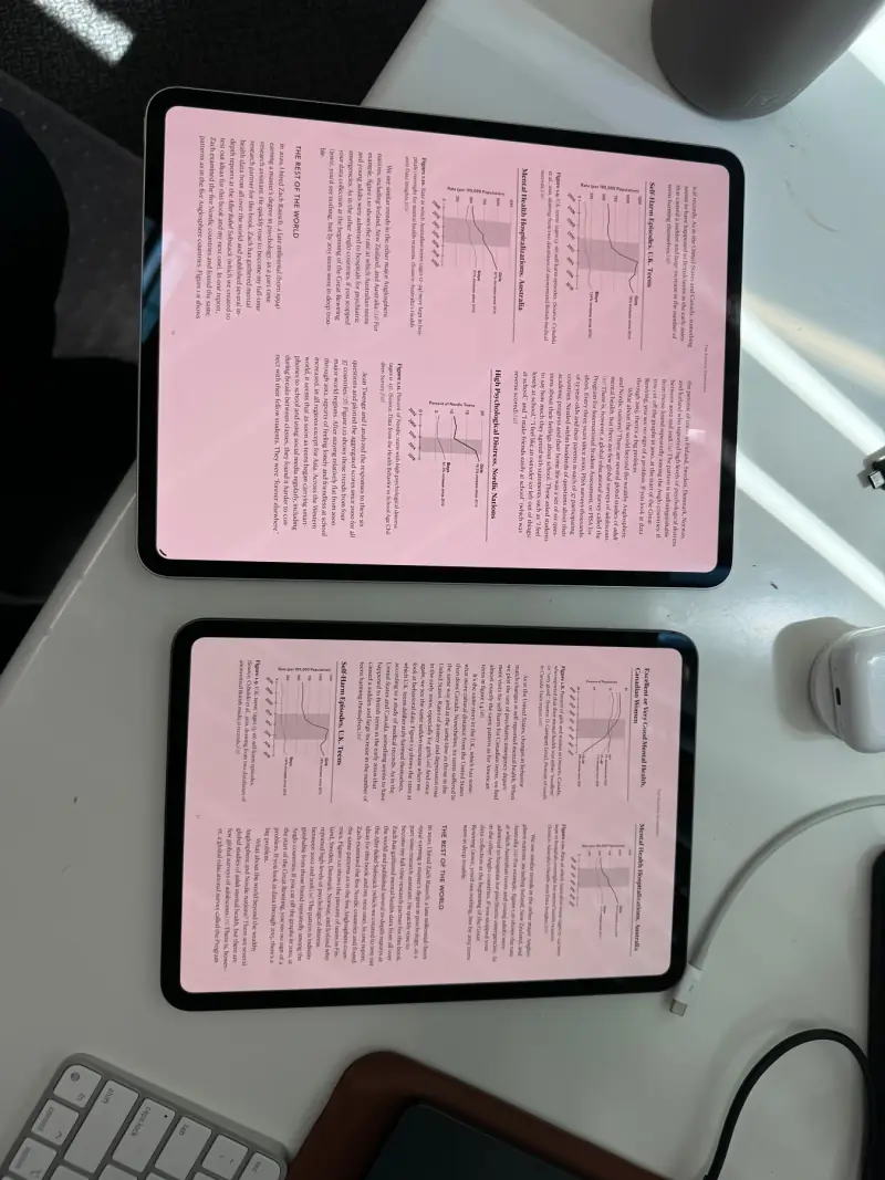 Two iPad displays side by side.