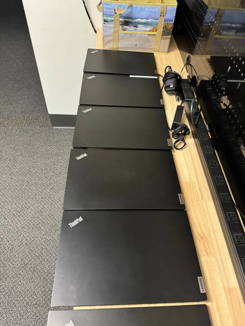 Laptops on the provisioning bench.