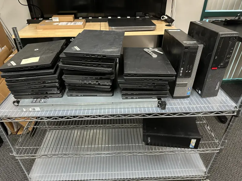 Computers on the provisioning cart.
